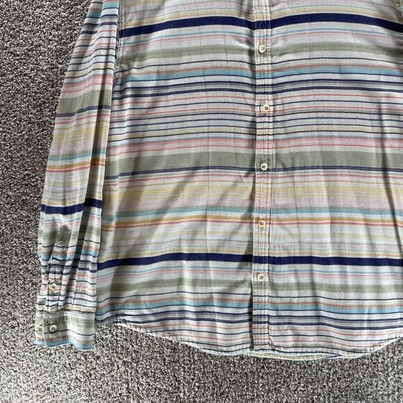 Carbon 2 Cobalt Shirt Adult Large Striped Cotton Button Up Preppy Casual Mens - Picture 5 of 11